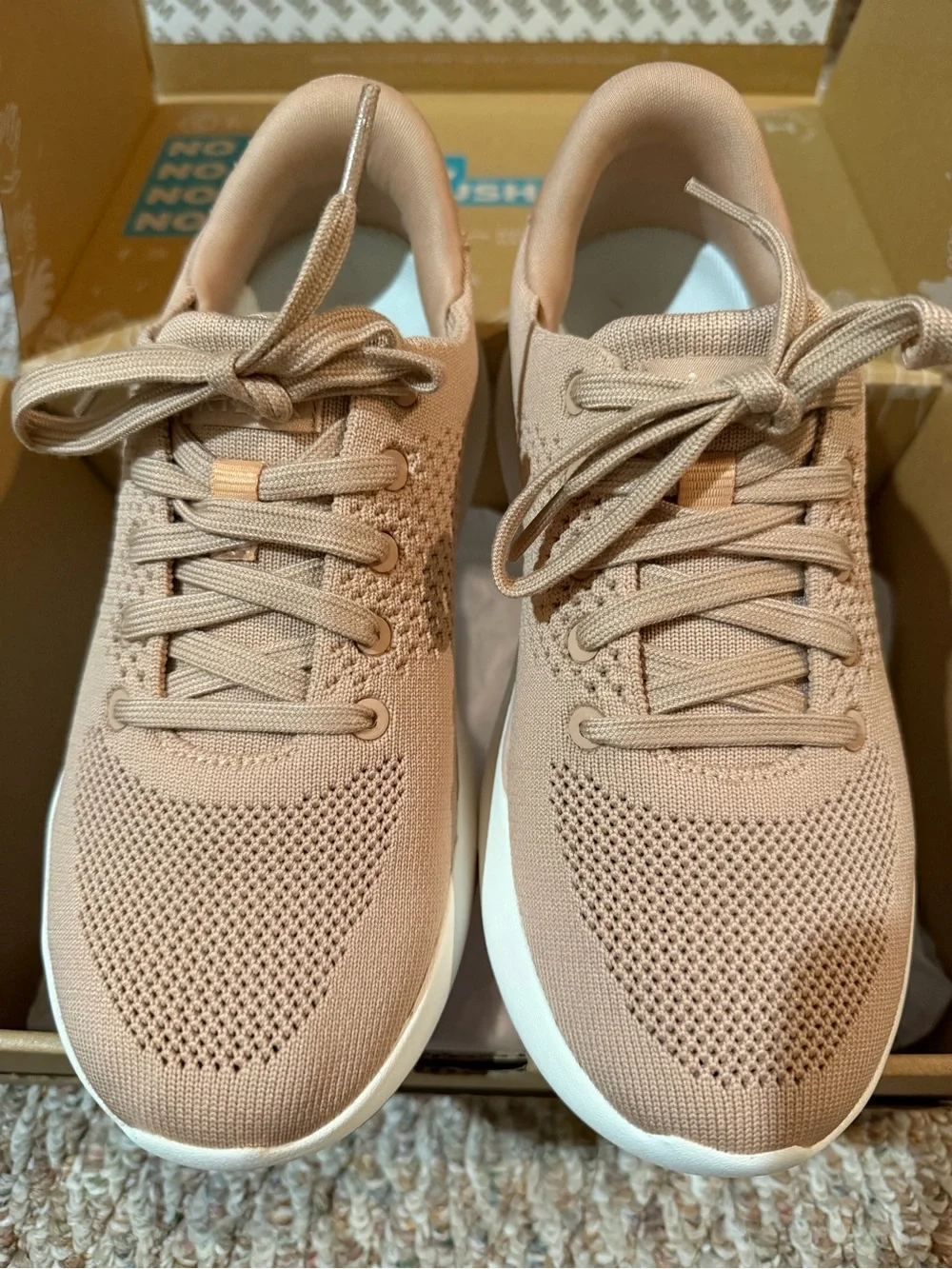 Kizik Women’s Hands-Free Lima Lightweight Knit Sneaker in Fawn